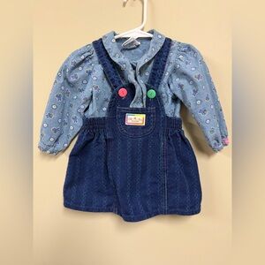 Vintage 90s The Genuine Article OshKosh B’gosh Denim Set 18M USA Vestbak Floral